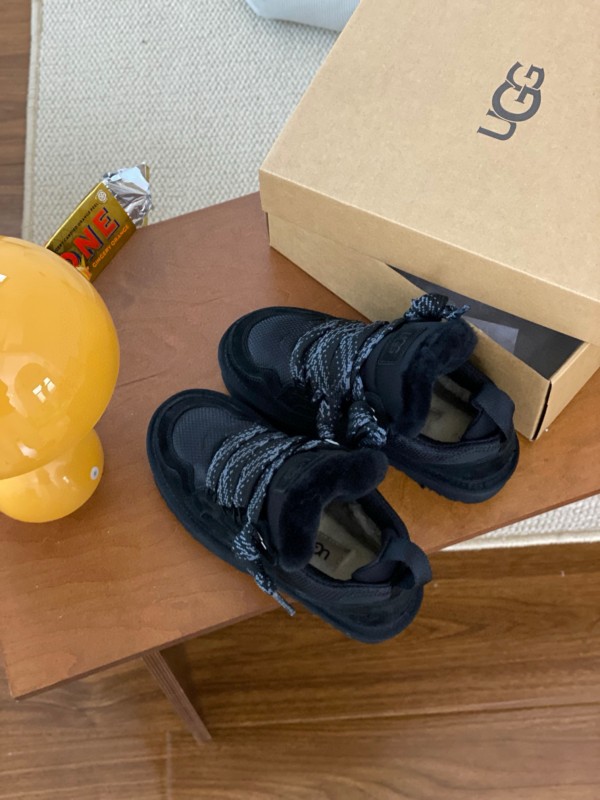 2024 Women UGG Black Knit Suede Sneakers