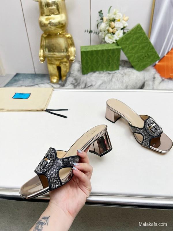 2025 Gucci Black Leather Slippers MJ00190