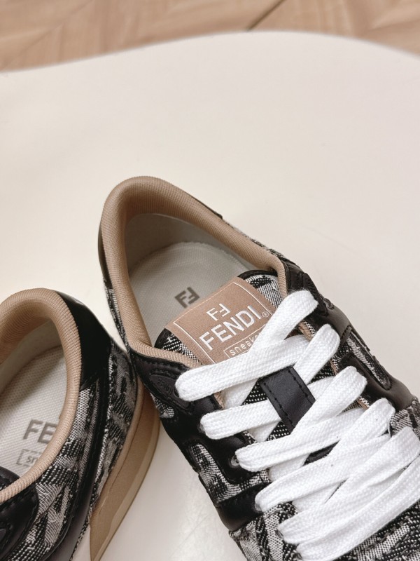 2025 Unisex Fendi Black Grey Brown Leather Fabric Plimsolls FD Match LY00350(F)/LY00360(M)