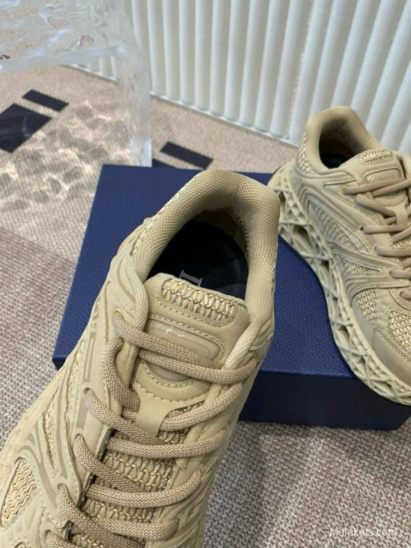 2024 Unisex Dior beige mesh leather sneakers MJ00400