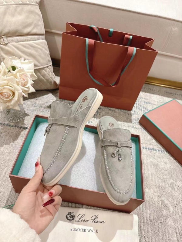 2025 Women LP Beige Suede Slip-on Loafers LY00360