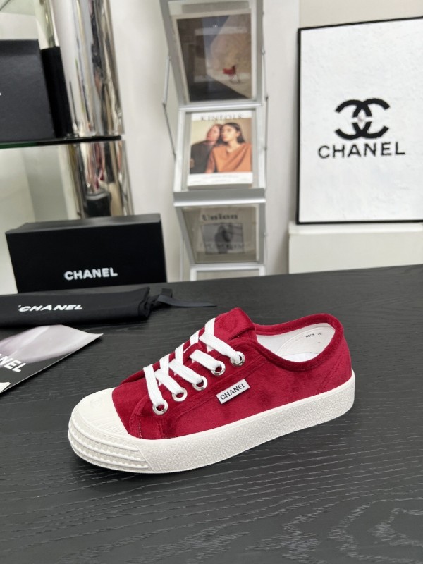 2025 Women Chanel Red Canvas Sneakers LY00230