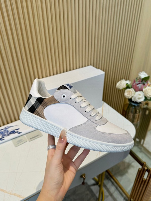 2024 Men Burberry White Beige Classic Cotton Casual Shoes MJ00320
