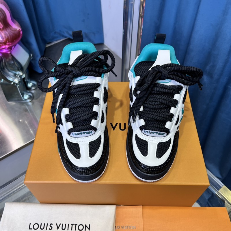 2025 Unisex Louis Vuitton White Black Blue Leather Trainer