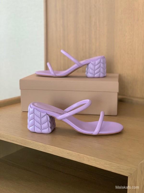 2025 Women Gianvito Rossi Purple Leather Slippers