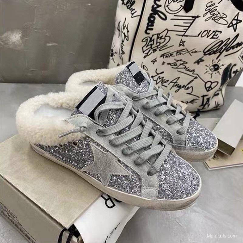 2024 Slippers GGDB Silver Shearling Slippers MJ00280