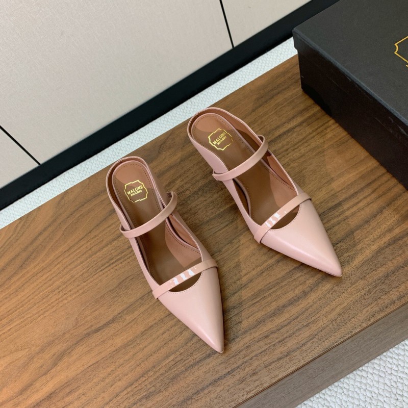 2025 Women Malone Souliers Pink Leather Mid Heel