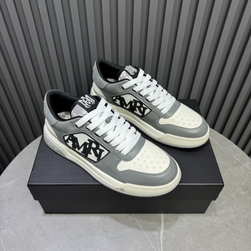 2025 Unisex Amiri White Grey Leather Sneakers MJ00360