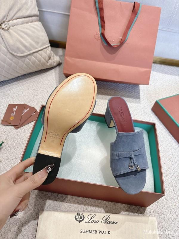 2025 Women LP Blue Suede Sandals