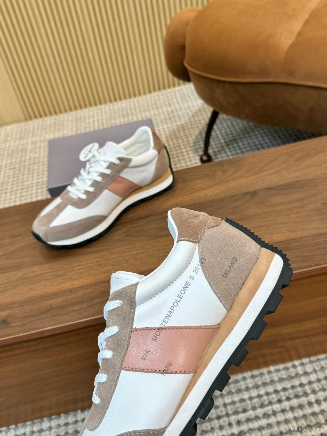 2025 Unisex TOM FORD White Brown Suede Leather Sneakers LY00360(F)/LY00370(M)