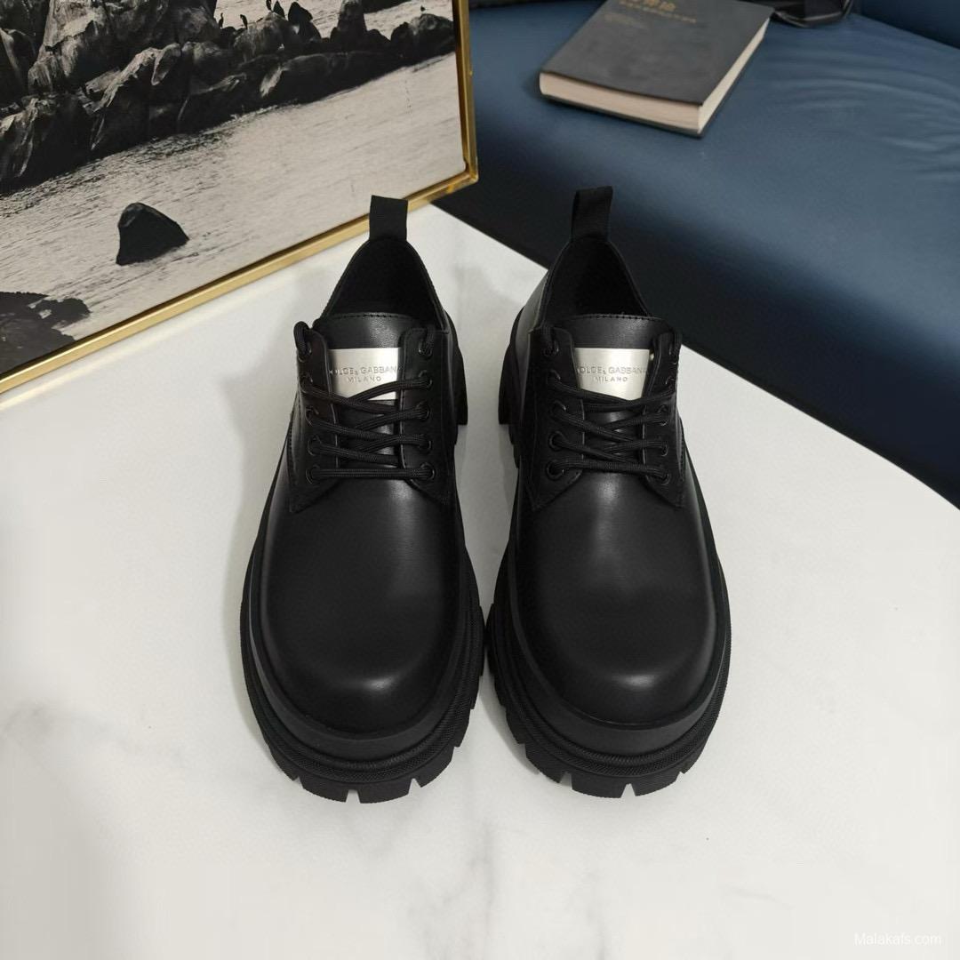 2024 Men Dolce & Gabbana Black Leather Derby MJ00310