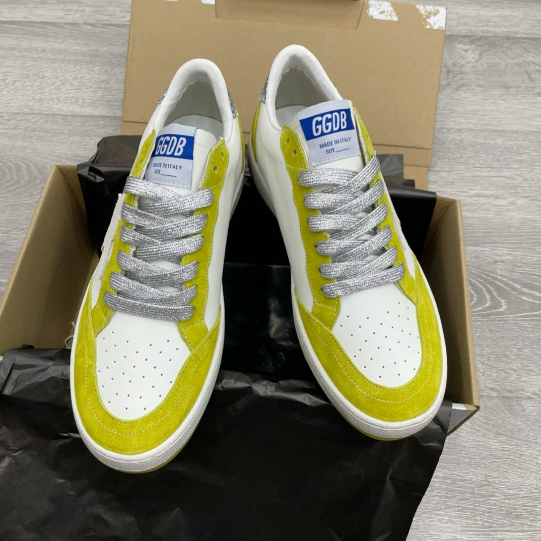 2024 Unisex GGDB White Yellow Suede Leather Sneaker MJ00260