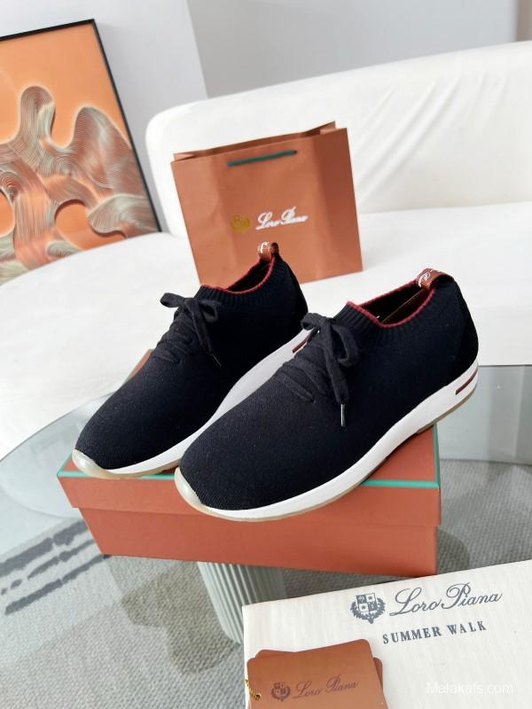 2024 Men Le Parmentier Black Wool Knit Sneakers MJ00330