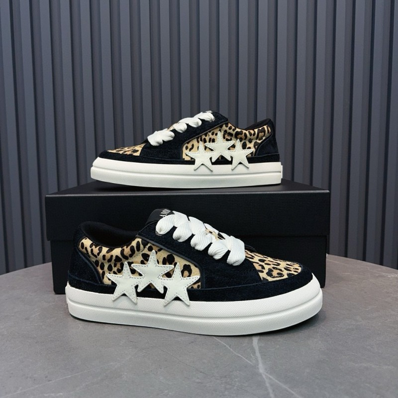 2024 Women Amiri Black Leopard Suede Leather Sneakers MJ00300