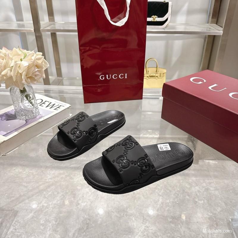 2025 Gucci Black Rubber Slippers