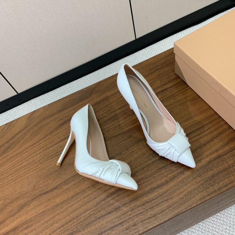 2025 Women Gianvito Rossi White Leather Pumps KFY00300