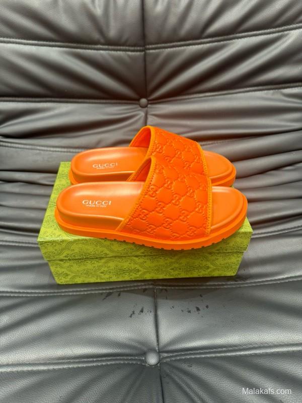 2024 Slippers Gucci Orange Rubber Slippers MJ00200
