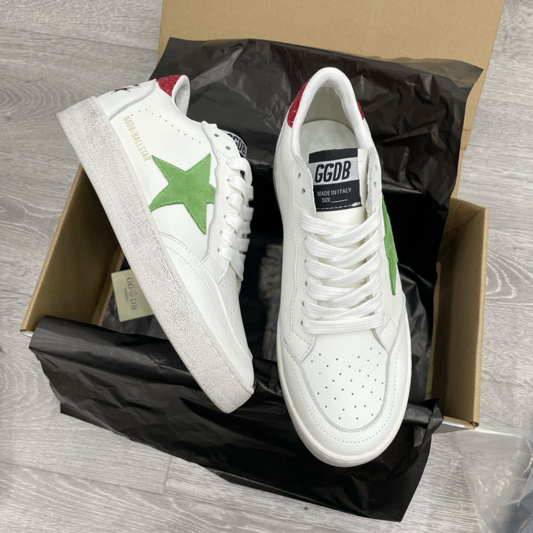 2024 Unisex GGDB White Green Leather Sneakers MJ00260