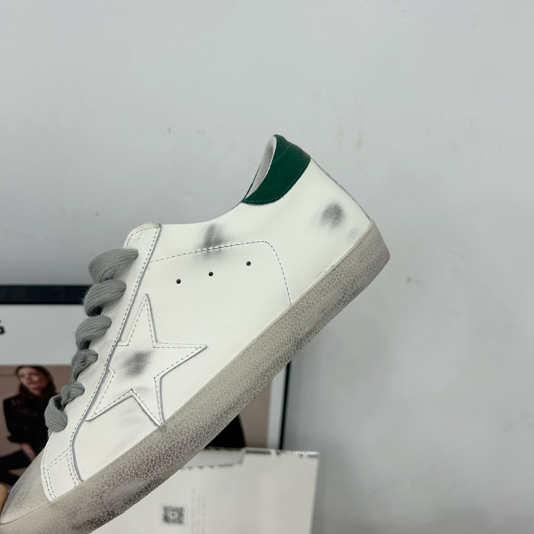 2025 Women GGDB White Green Leather Sneakers