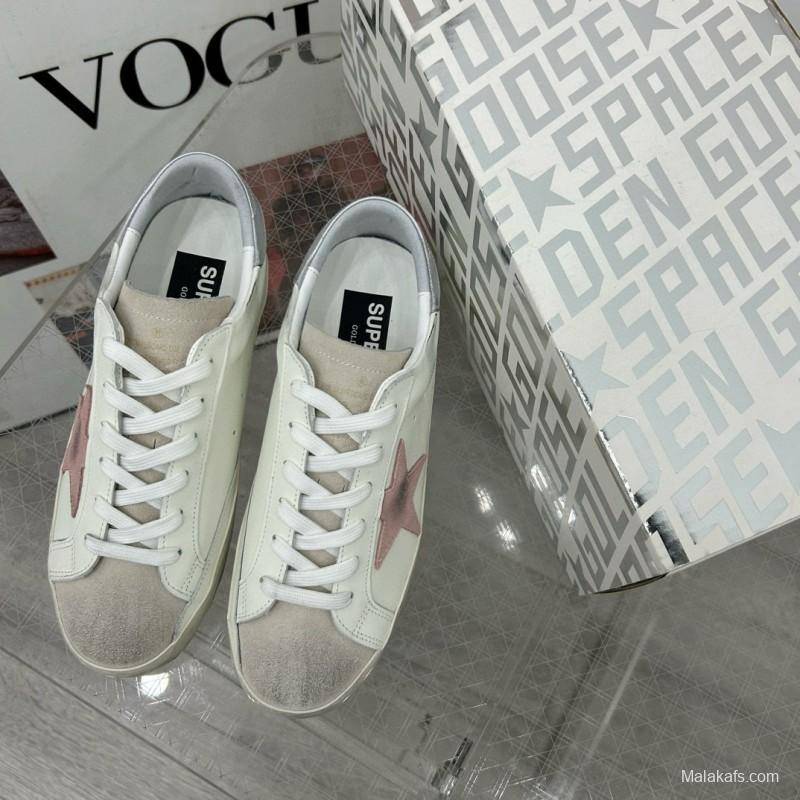 2025 Women GGDB White Pink Leather Sneakers