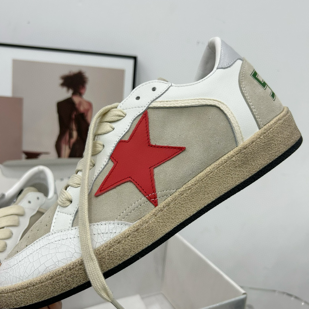 2024 Unisex GGDB White Beige Red Suede Leather Low-Top Sneakers MJ00260