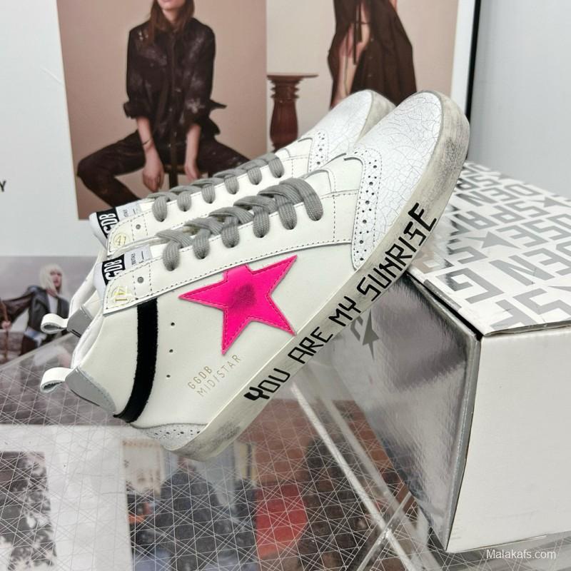 2024 Unisex GGDB White Pink Leather High Top Sneakers MJ00300