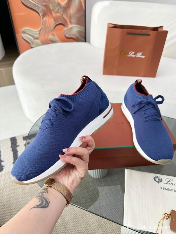 2024 Men Le Parmentier Blue Wool Knit Sneakers MJ00330