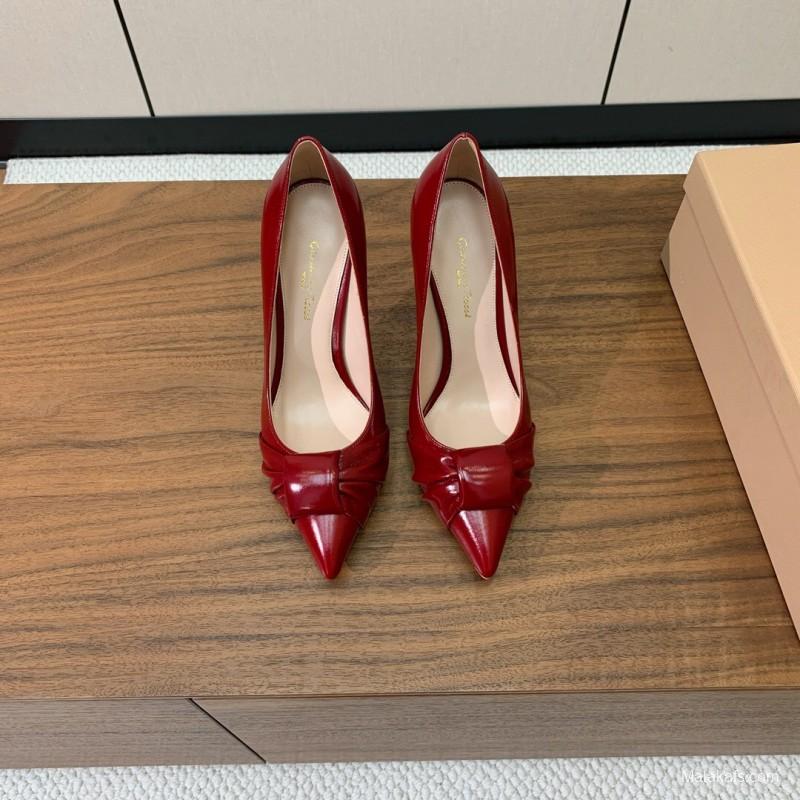 2025 Women Gianvito Rossi Red Calf Leather Pumps KFY00300
