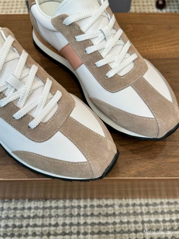 2025 Unisex TOM FORD White Brown Suede Leather Sneakers LY00360(F)/LY00370(M)