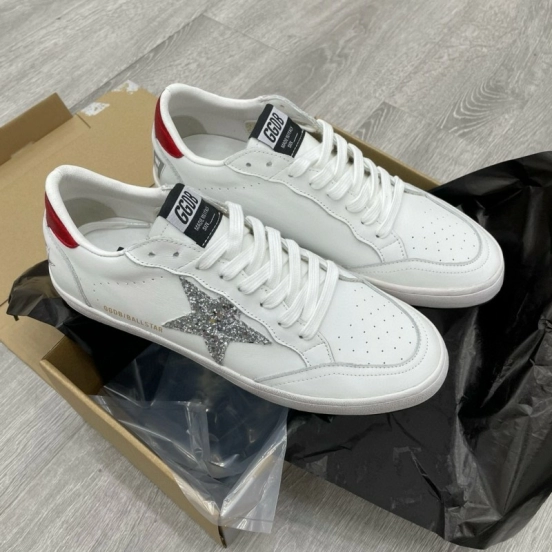 2024 Unisex GGDB White Silver Glitter Leather Sneakers MJ00260