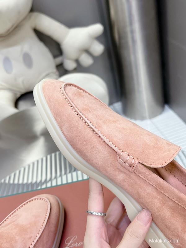 2025 Unisex Philipp Plein Beige Nubuck Loafers Soft Latex Sole LY00260