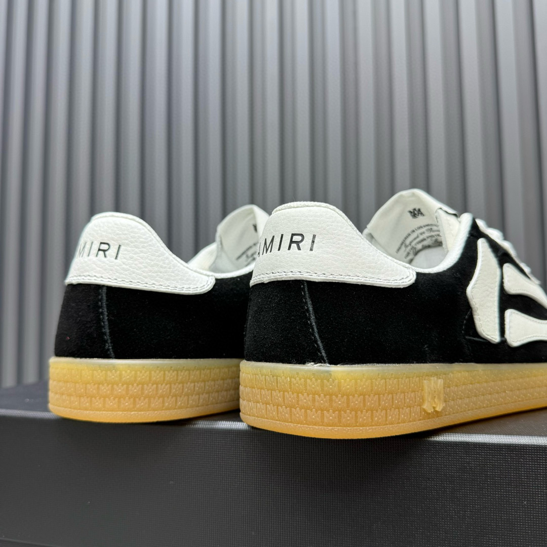 2024 Unisex Amiri Black White Suede Leather Sneakers MJ00300