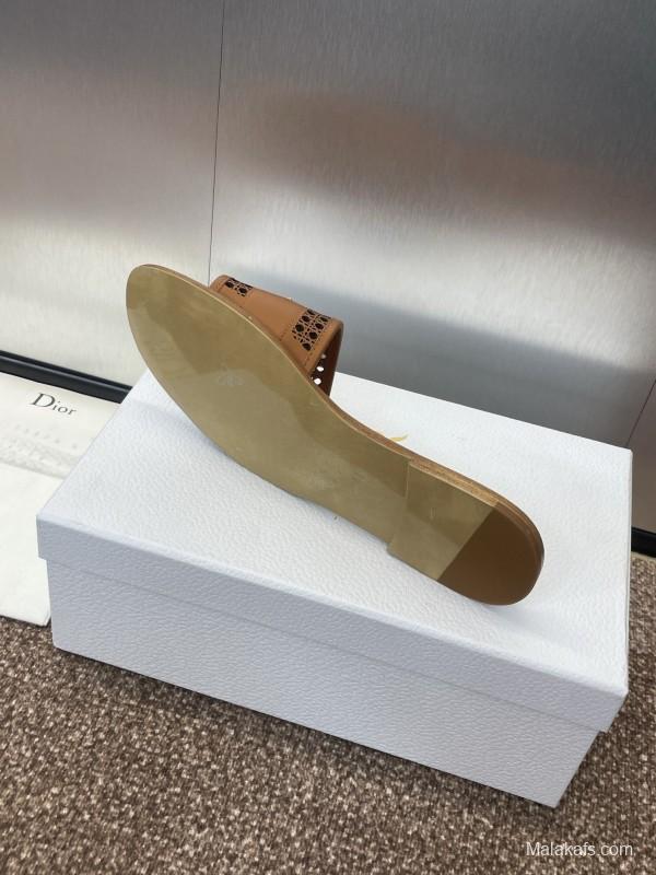 2025 Slippers Dior Brown Leather Casual KFY00300
