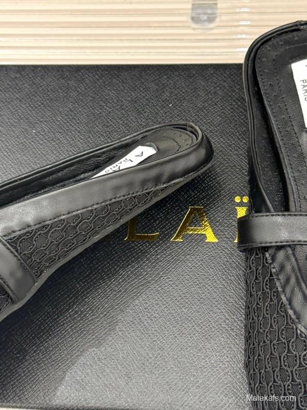 2025 Slippers YSL Black Mesh Leather