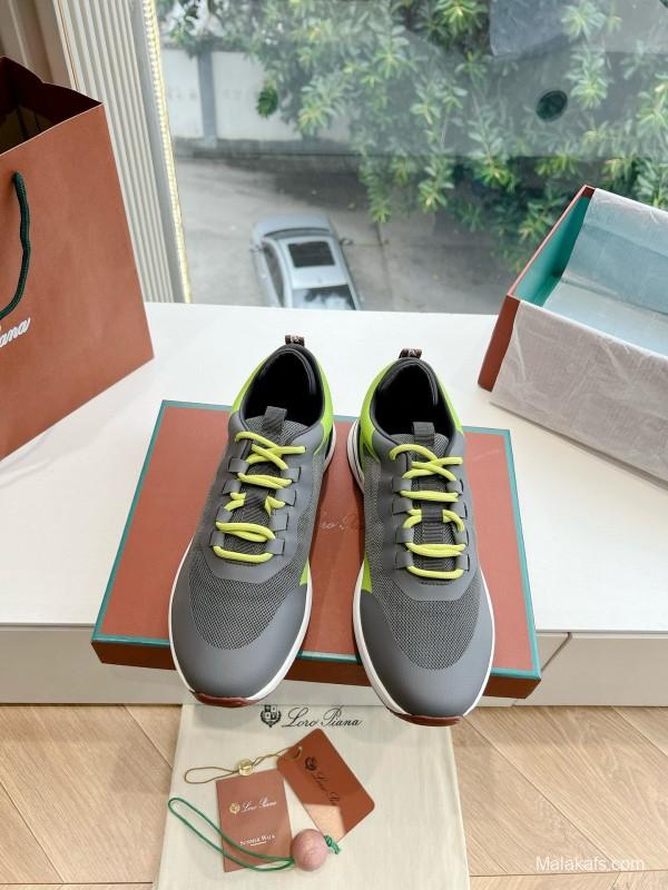 2024 Unisex Le Parmentier Grey Green Knit Sneakers