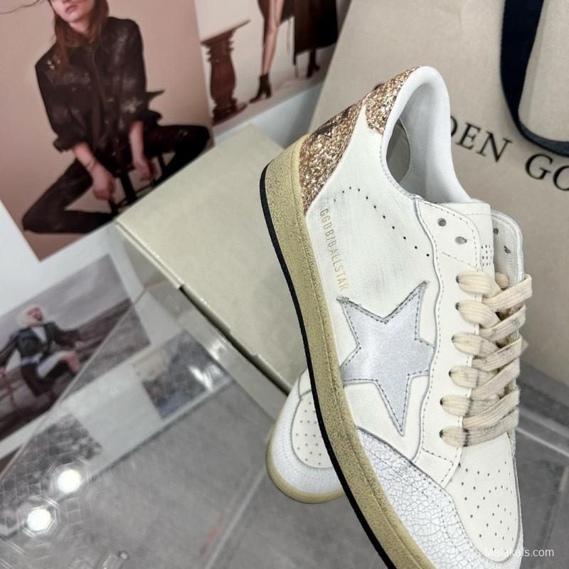 2024 Unisex GGDB White Silver Glitter Leather Sneakers MJ00260