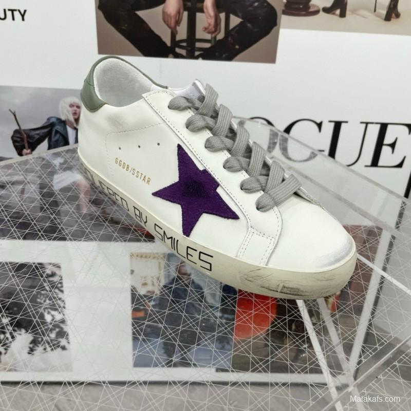 2025 Women GGDB White Purple Leather Sneakers