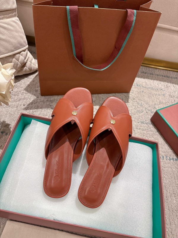 2025 Slippers LP Brown Leather Slippers LY00270