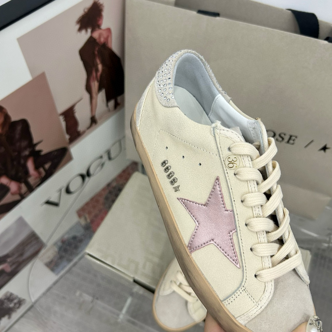 2025 Women GGDB White Beige Leather Sneakers MJ00260