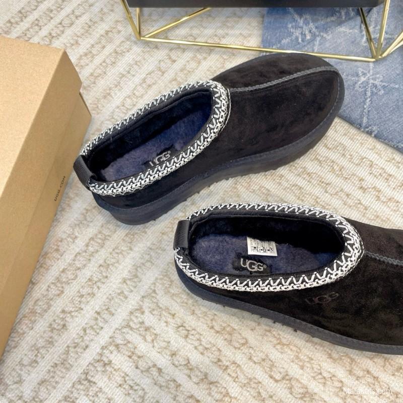 2024 Women UGG Black Suede Platform Slippers MJ00230