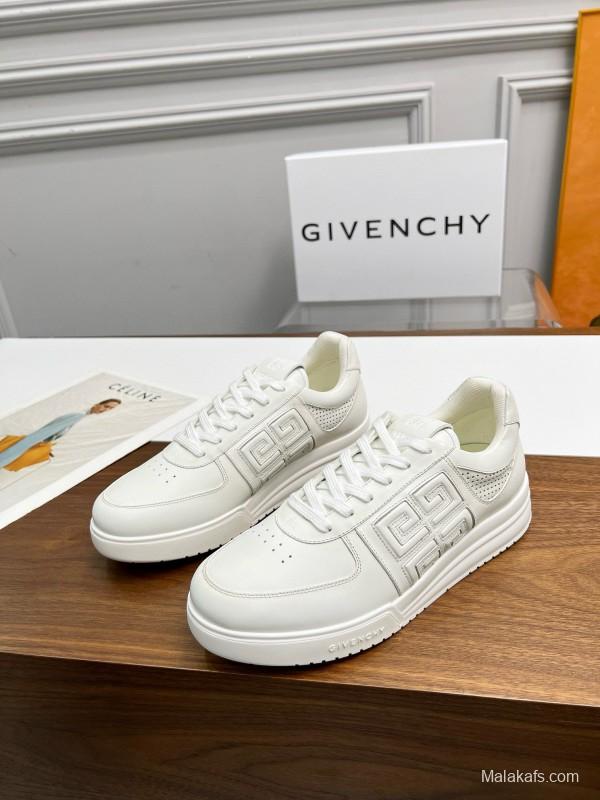 2024 Unisex Givenchy White Silk Calf Leather Patent Leather Sneakers MJ00380