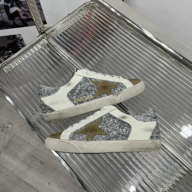 2025 Women GGDB Silver White Suede Leather Sneakers