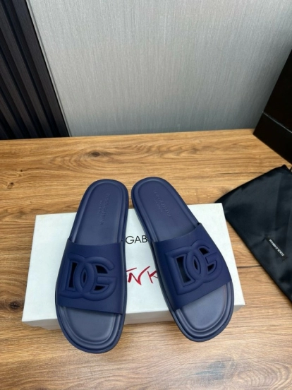 2025 Slippers Dolce & Gabbana Blue Rubber Slippers