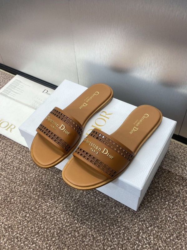 2025 Slippers Dior Brown Leather Casual KFY00300