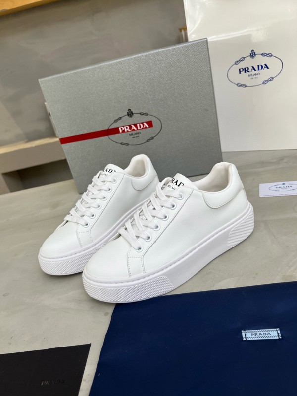 2024 Unisex Prada White Leather Sneakers MJ00310