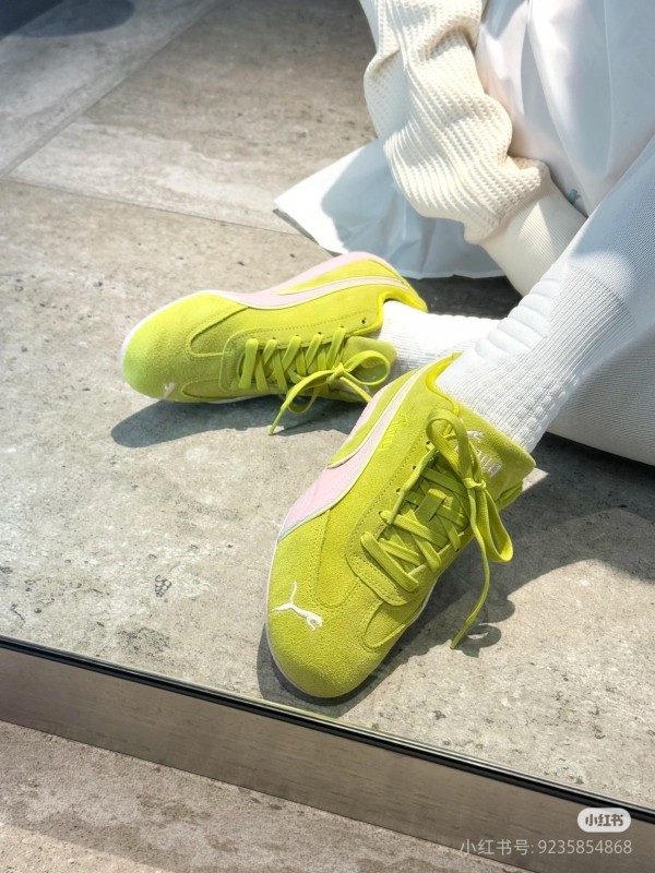 2025 Women Puma Yellow Pink Suede Sneakers KFY00260