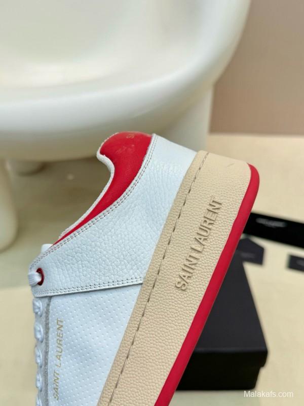 2024 Unisex Yves Saint Laurent White Red Leather Casual SL61 MJ00350