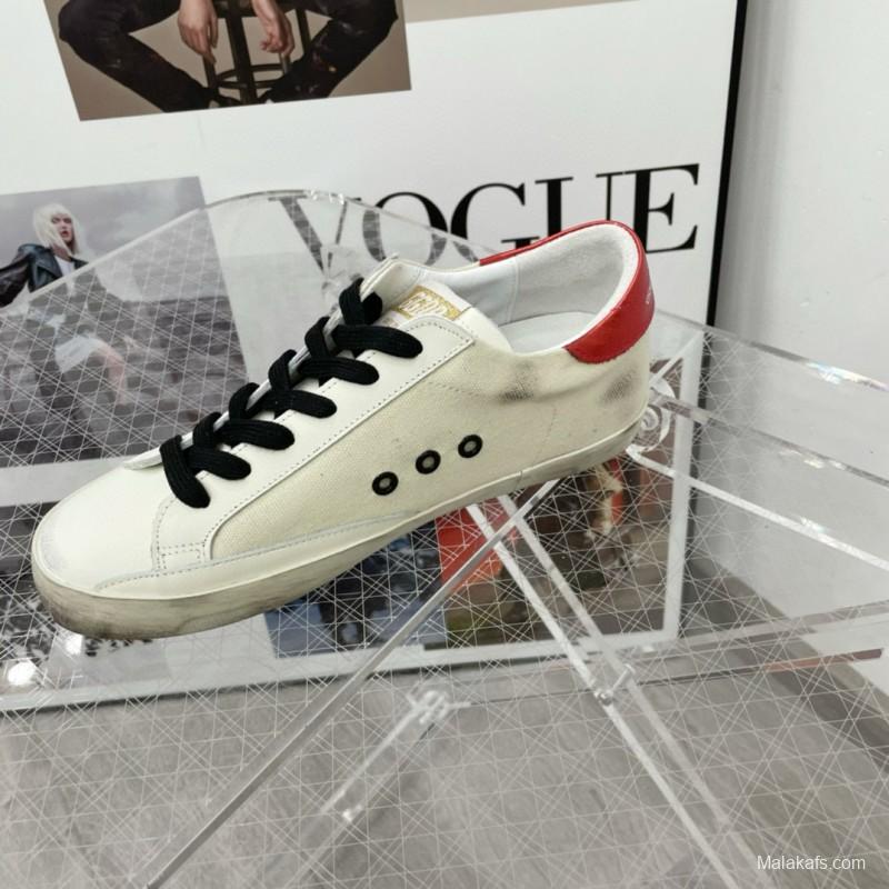 2025 Women GGDB White Red Leather Star Sneakers