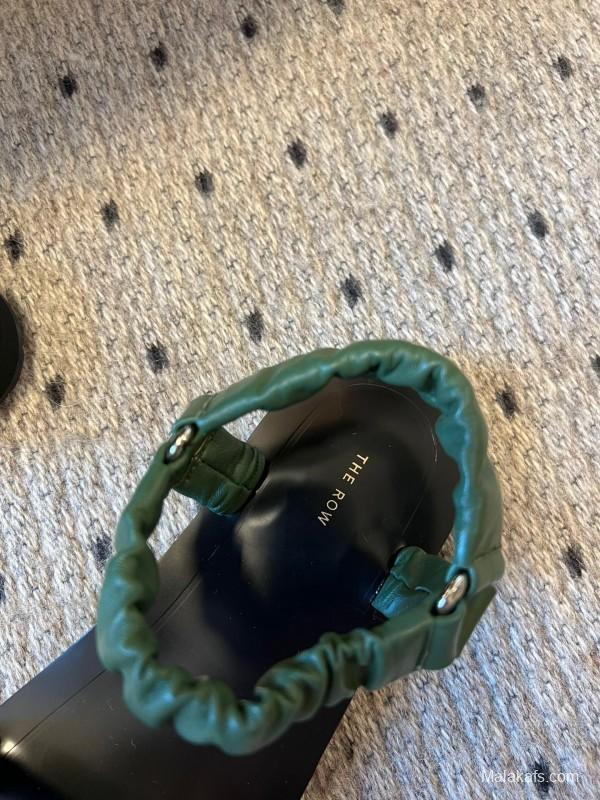 2025 Women The Row Green Leather Sandals