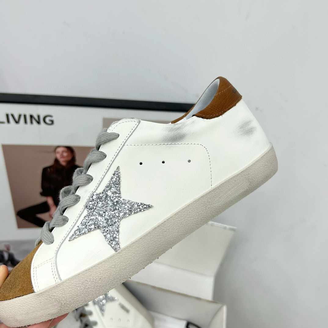 2025 Women GGDB White Silver Leather Sneakers